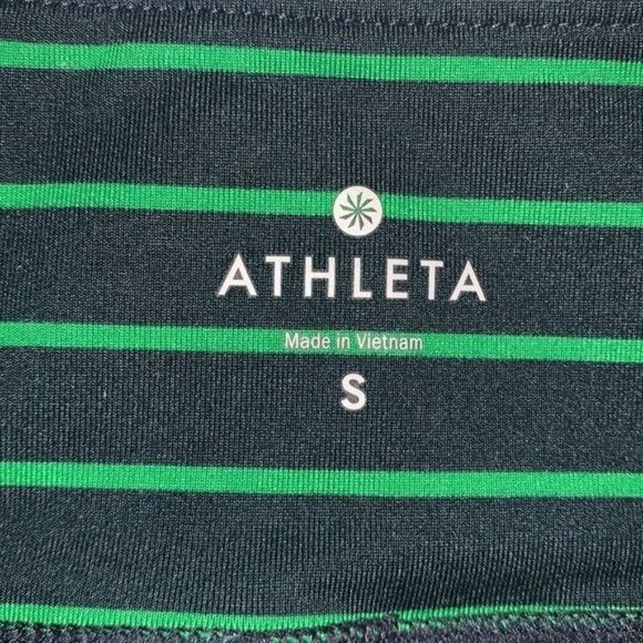 Athleta Striped Navy & Green Cropped Leggings Size S - Picture 2 of 9